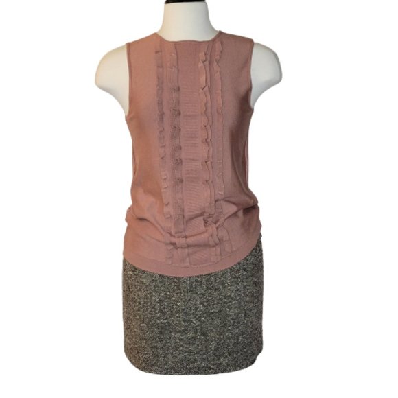 LOFT, loose fit tank top Tops - Ann Taylor Loft,   Dusty Rose Knit, size M, center ruffle detail sleeveless top.